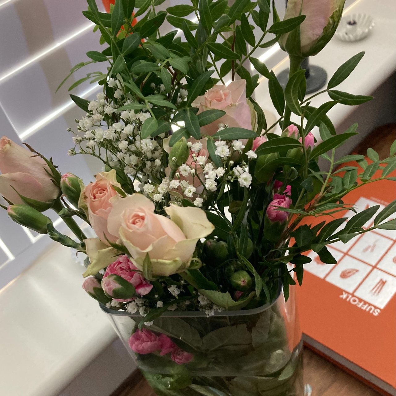 Fresh flowers inside the coffee house