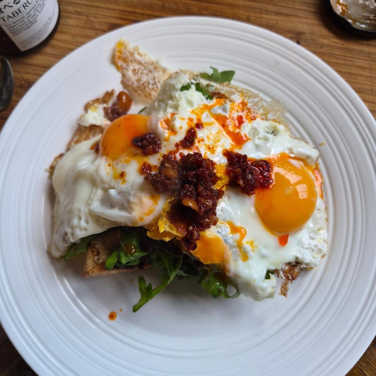 Baked eggs brunch plate