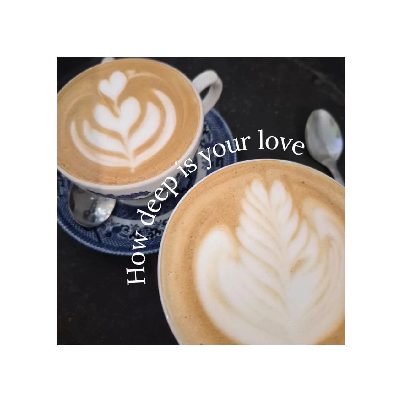 Flat whites with latte art at The Coffee House